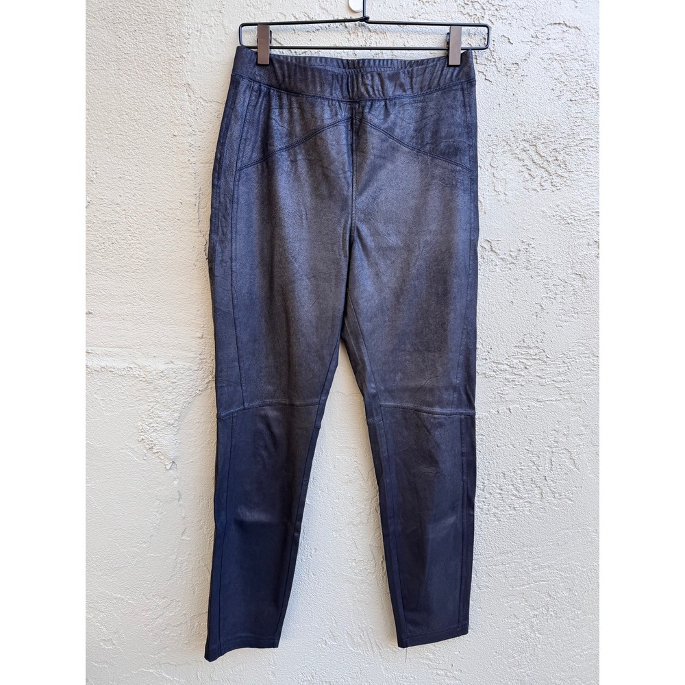 Free People Black Shiny Metallic Moto Leggings Pants Mid Rise Faux Leather